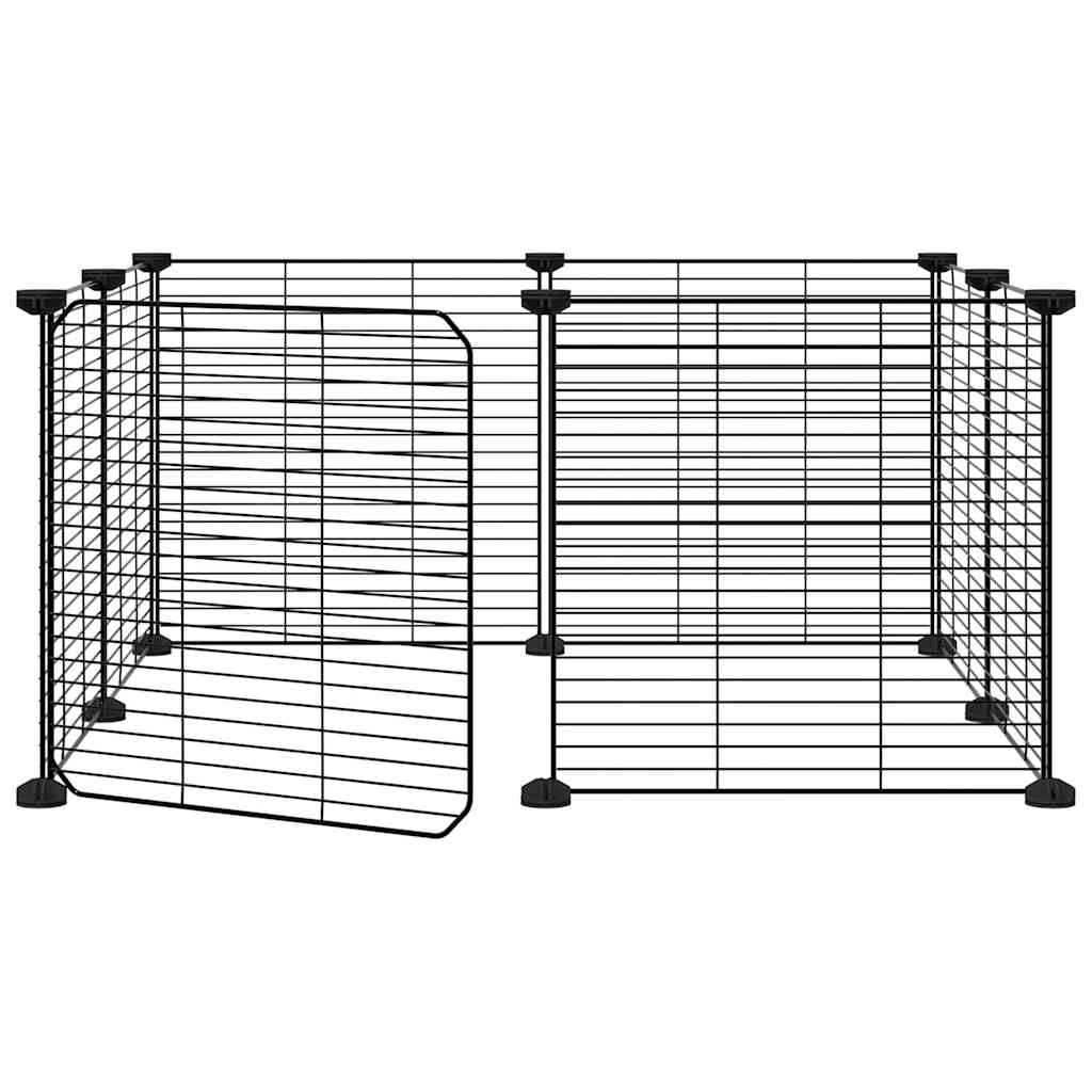 vidaXL 8-Panel Pet Cage with Door Black 35x35 cm Steel