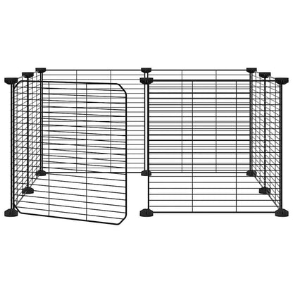 vidaXL 8-Panel Pet Cage with Door Black 35x35 cm Steel