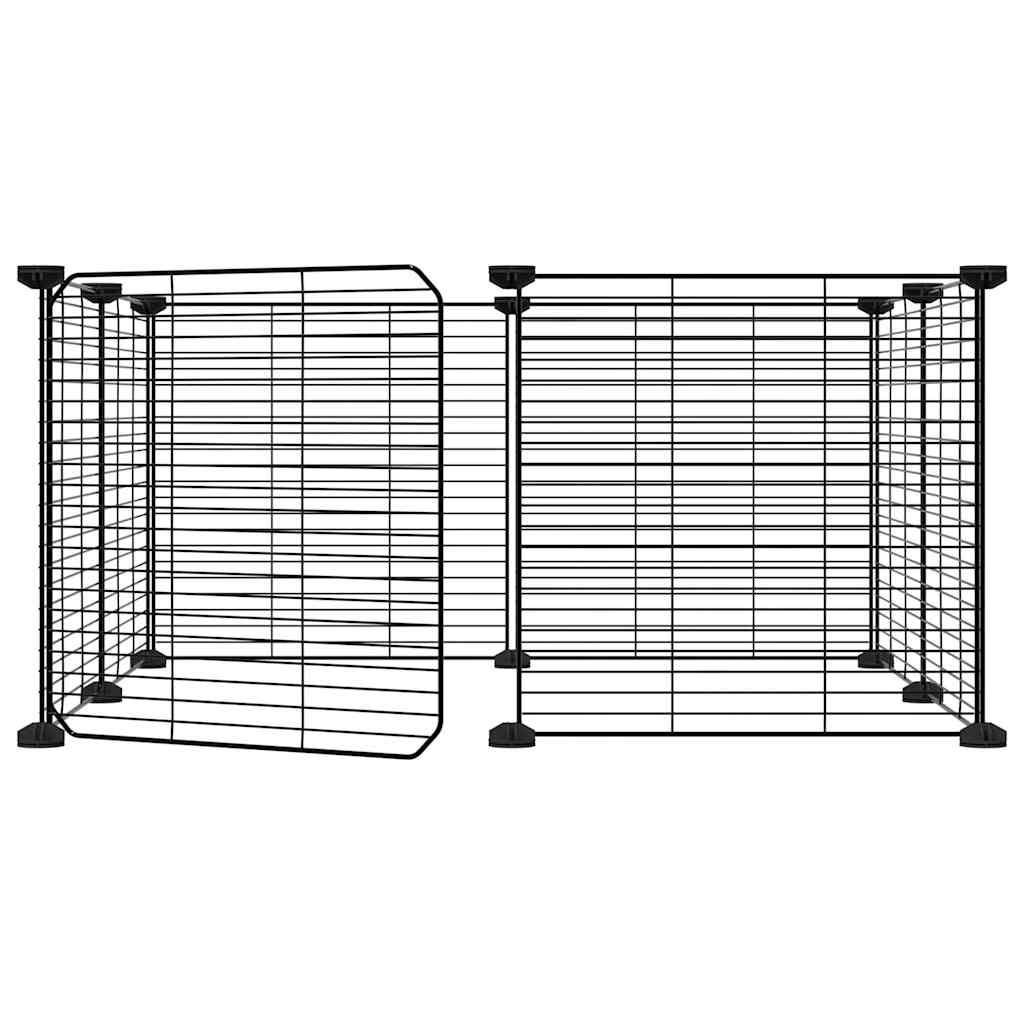 vidaXL 8-Panel Pet Cage with Door Black 35x35 cm Steel
