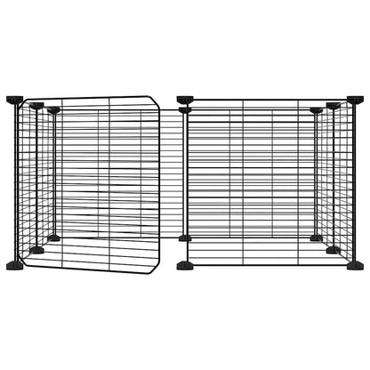 vidaXL 8-Panel Pet Cage with Door Black 35x35 cm Steel