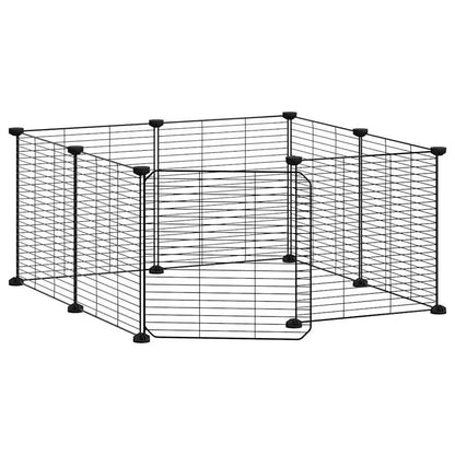 vidaXL 8-Panel Pet Cage with Door Black 35x35 cm Steel