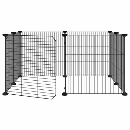 vidaXL 8-Panel Pet Cage with Door Black 70x70x35 cm Steel