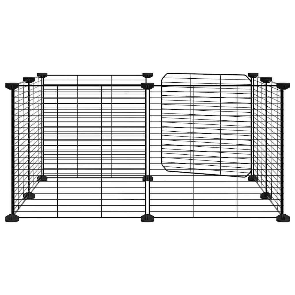 vidaXL 8-Panel Pet Cage with Door Black 35x35 cm Steel
