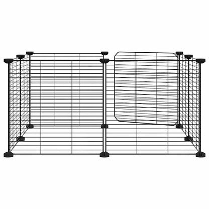 vidaXL 8-Panel Pet Cage with Door Black 35x35 cm Steel
