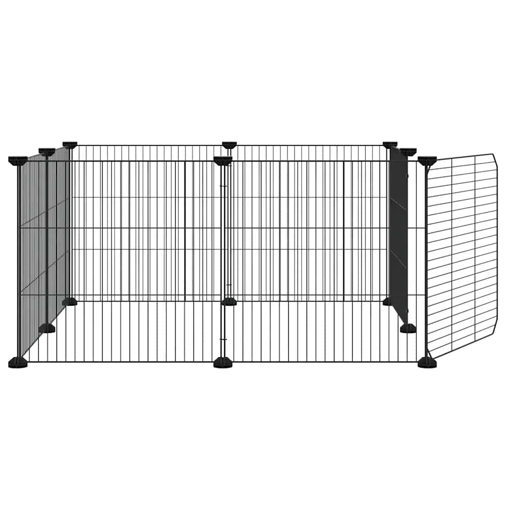 vidaXL 8-Panel Pet Cage with Door Black 70x70x35 cm Steel