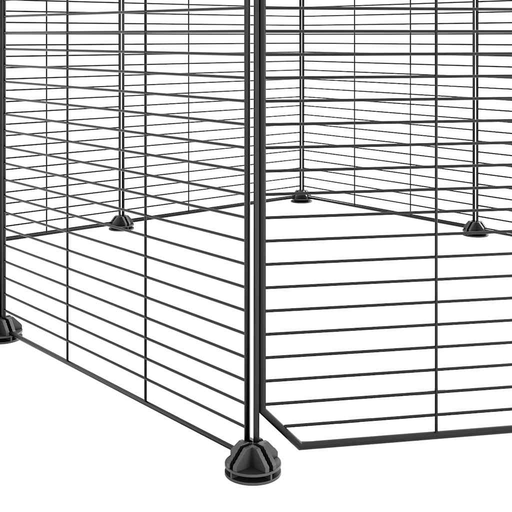 vidaXL 8-Panel Pet Cage with Door Black 35x35 cm Steel