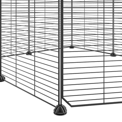vidaXL 8-Panel Pet Cage with Door Black 35x35 cm Steel
