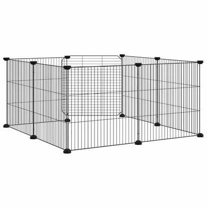vidaXL 8-Panel Pet Cage with Door Black 70x70x35 cm Steel