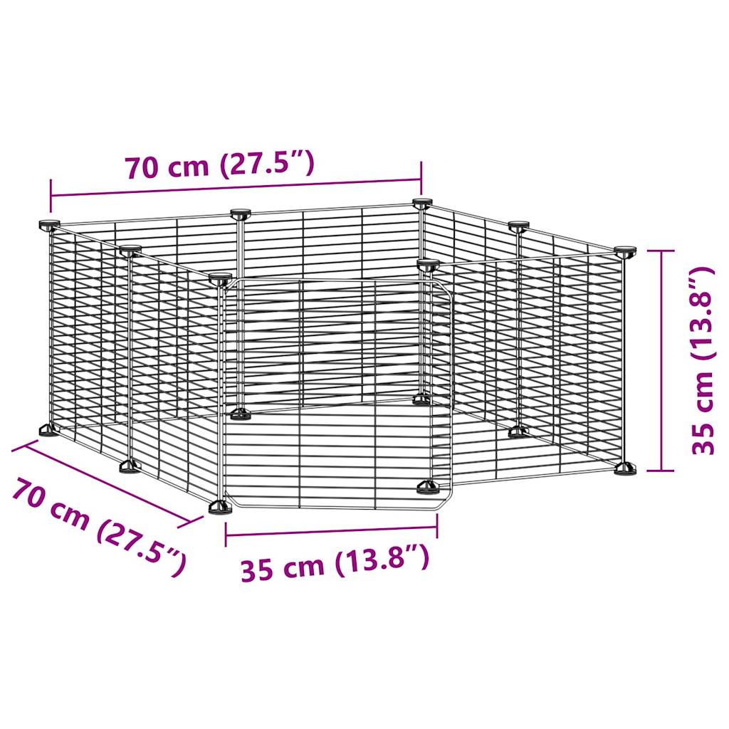 vidaXL 8-Panel Pet Cage with Door Black 35x35 cm Steel