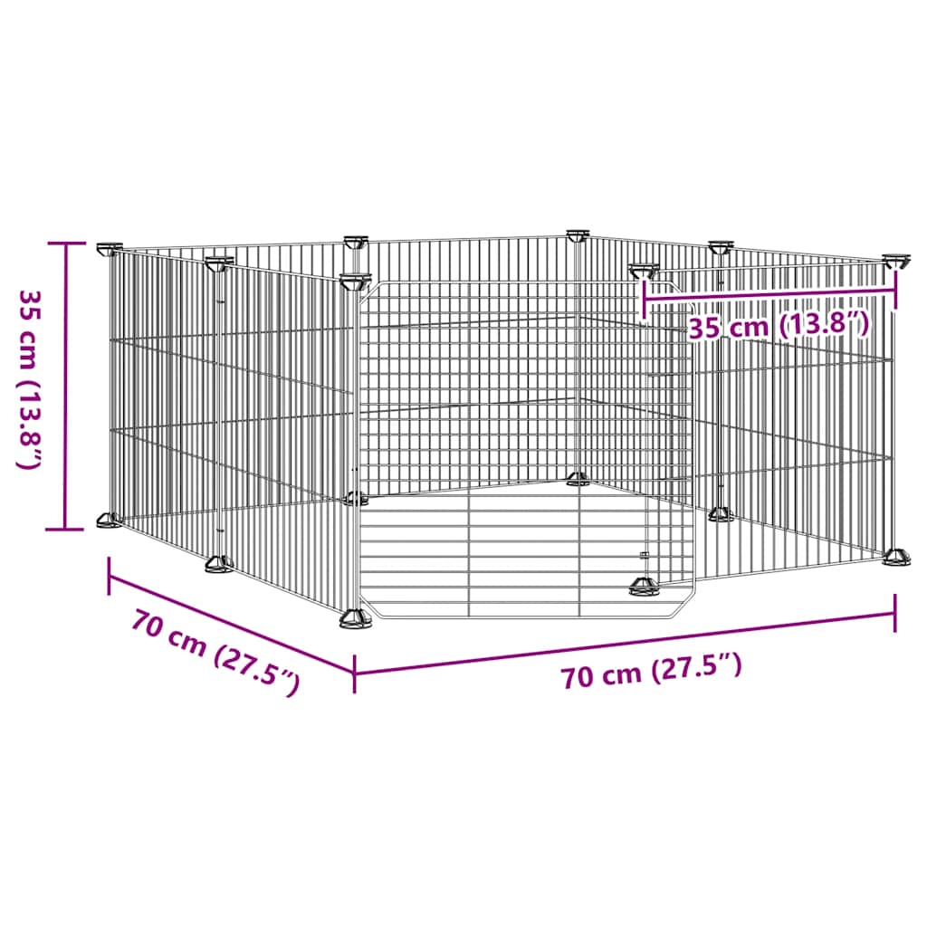 vidaXL 8-Panel Pet Cage with Door Black 70x70x35 cm Steel