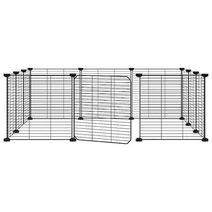 vidaXL 12-Panel Pet Cage with Door Black 35x35 cm Steel