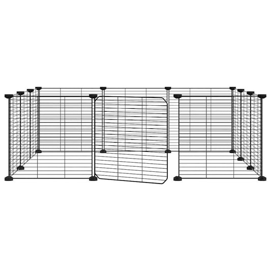 vidaXL 12-Panel Pet Cage with Door Black 35x35 cm Steel