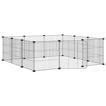 vidaXL 12-Panel Pet Cage with Door Black 105x105x35 cm Steel