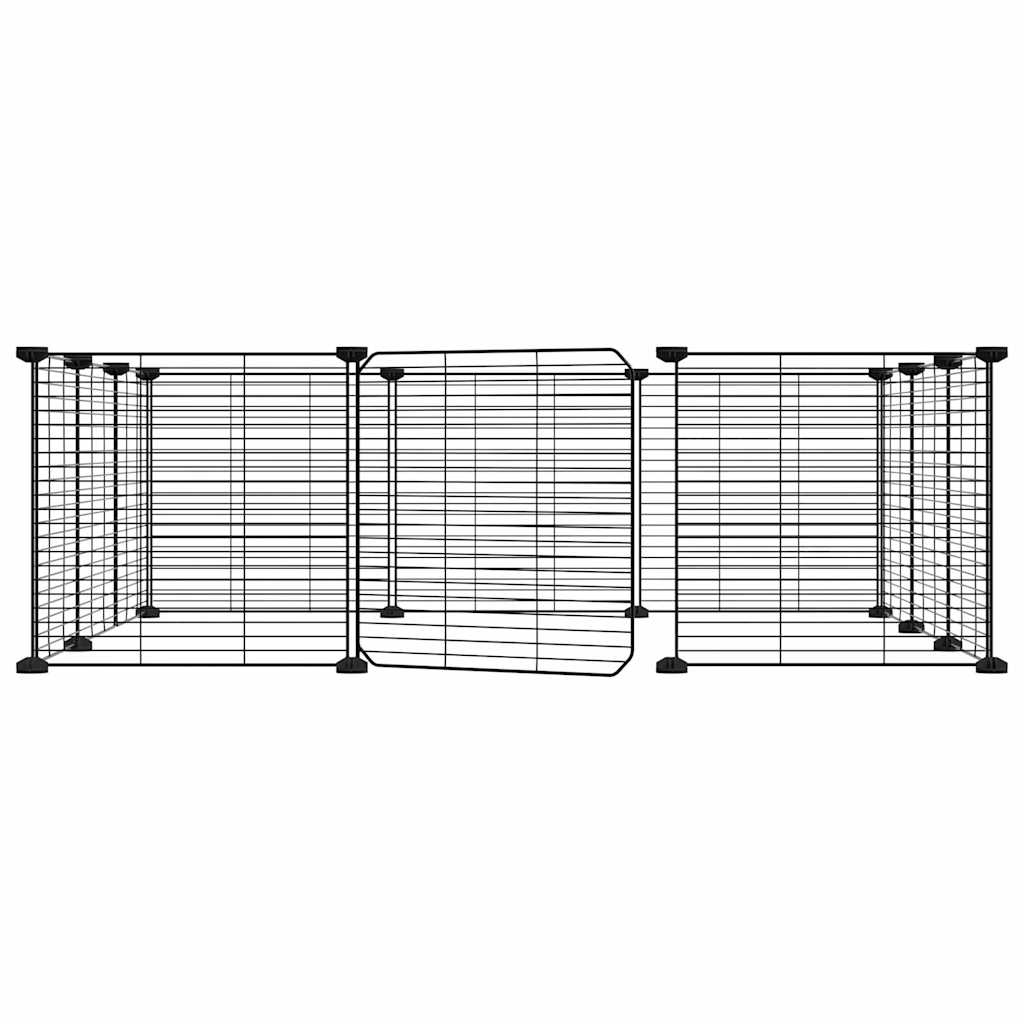 vidaXL 12-Panel Pet Cage with Door Black 35x35 cm Steel