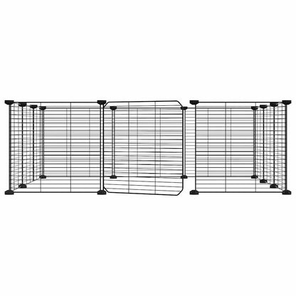 vidaXL 12-Panel Pet Cage with Door Black 35x35 cm Steel