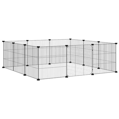 vidaXL 12-Panel Pet Cage with Door Black 105x105x35 cm Steel