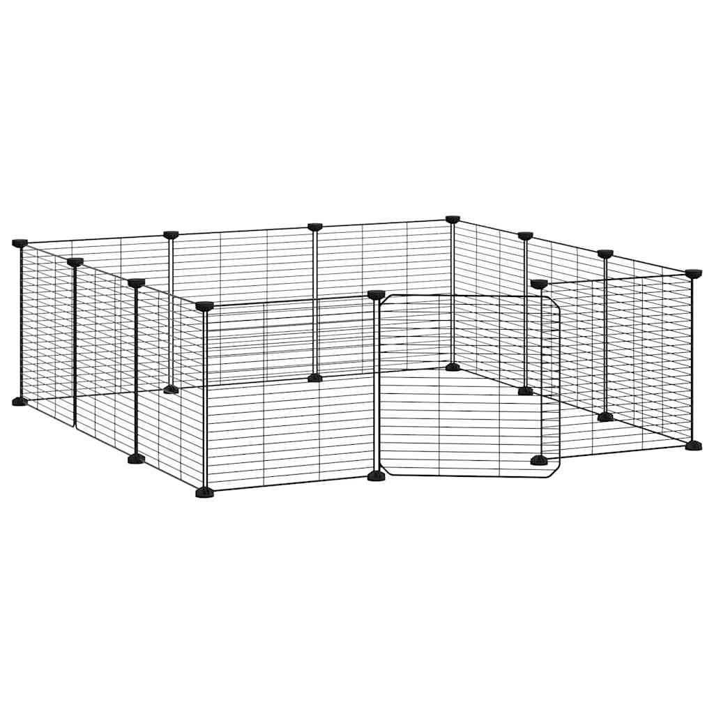 vidaXL 12-Panel Pet Cage with Door Black 35x35 cm Steel