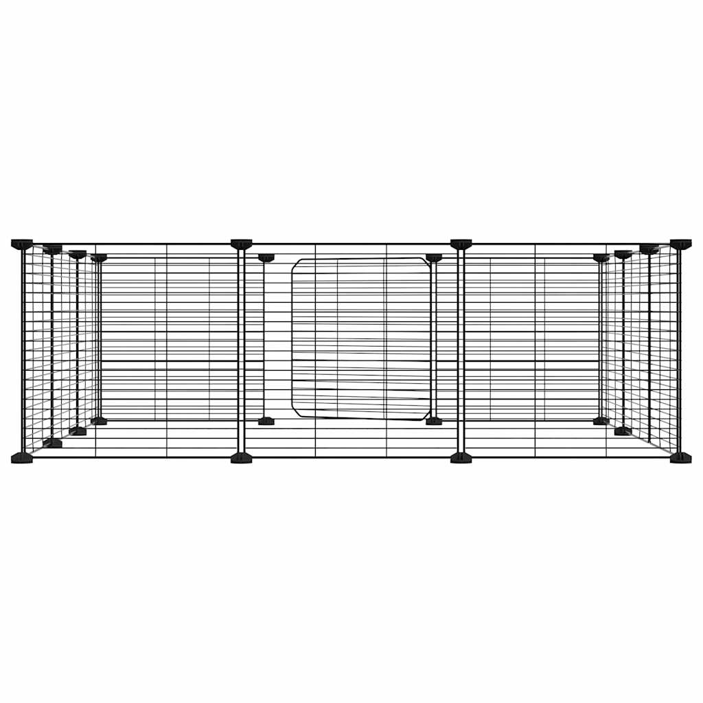 vidaXL 12-Panel Pet Cage with Door Black 35x35 cm Steel