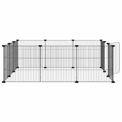 vidaXL 12-Panel Pet Cage with Door Black 105x105x35 cm Steel