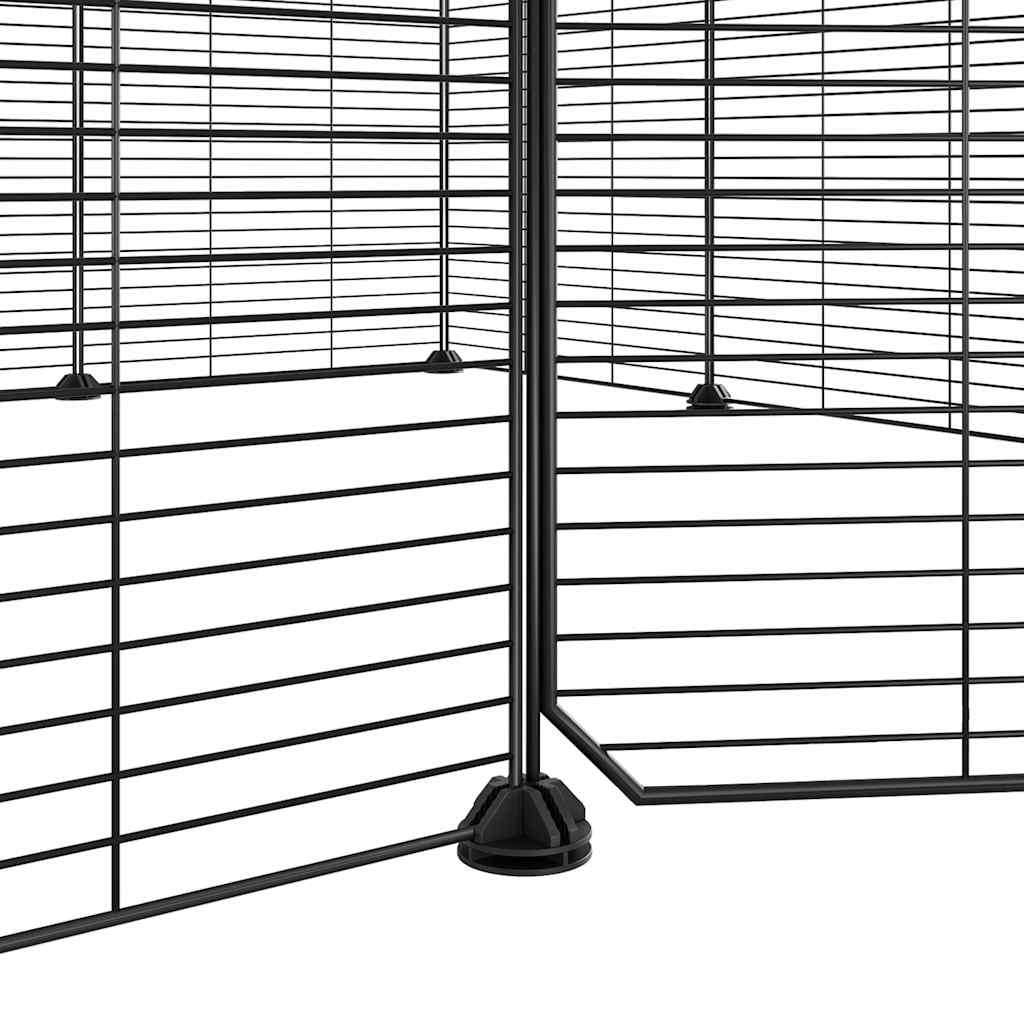 vidaXL 12-Panel Pet Cage with Door Black 35x35 cm Steel