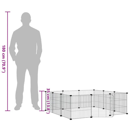 vidaXL 12-Panel Pet Cage with Door Black 35x35 cm Steel
