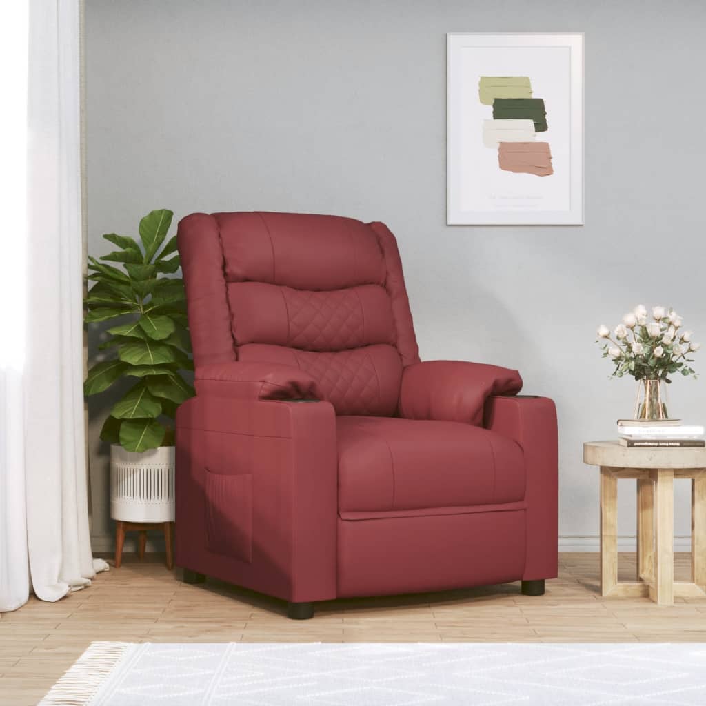 vidaXL Recliner Chair Wine Red Faux Leather