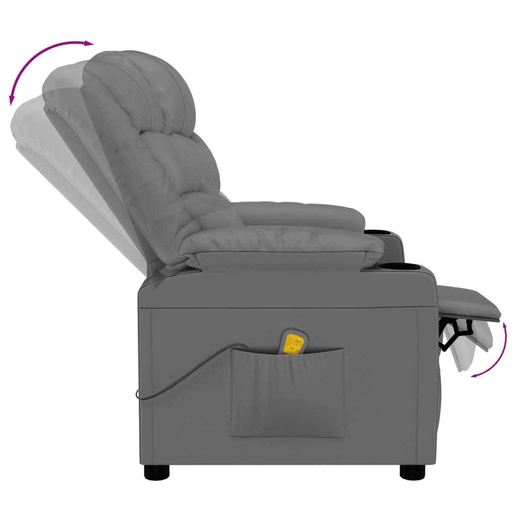 vidaXL Massage Chair Grey Faux Leather