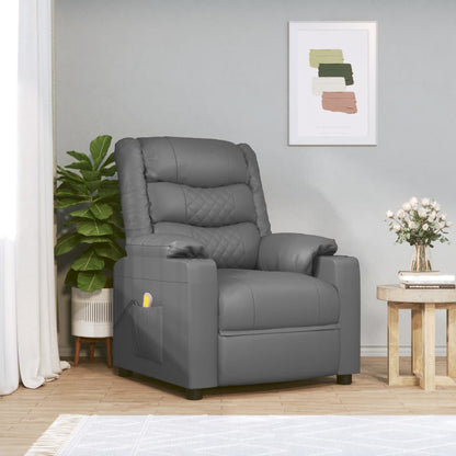 vidaXL Massage Chair Grey Faux Leather