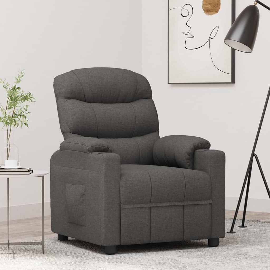 vidaXL Recliner Chair Dark Grey Fabric