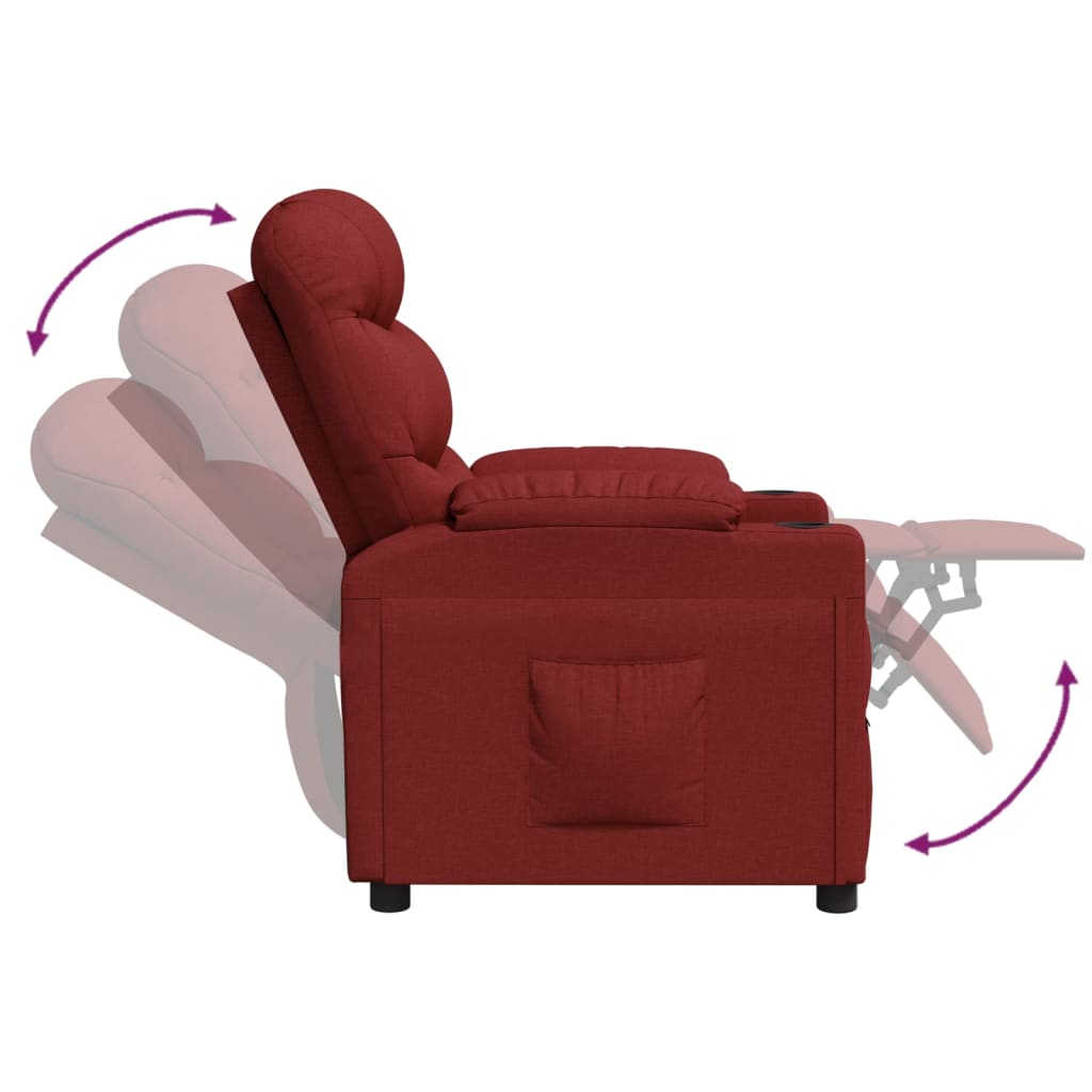 vidaXL Recliner Chair Wine Red Fabric
