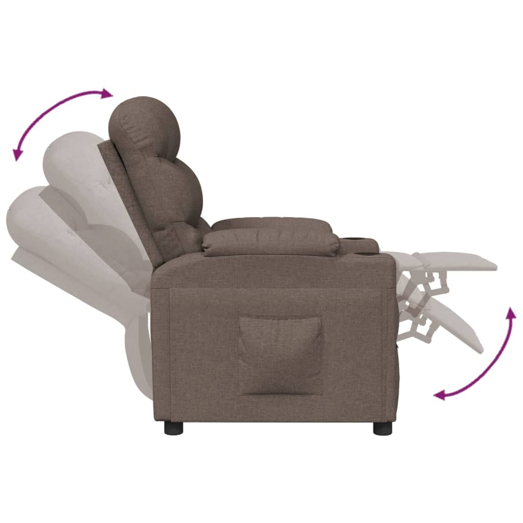 vidaXL Recliner Chair Taupe Fabric