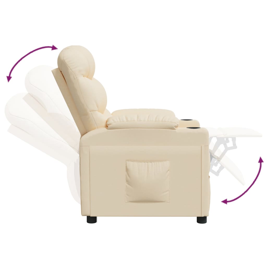 vidaXL Recliner Chair Cream Fabric