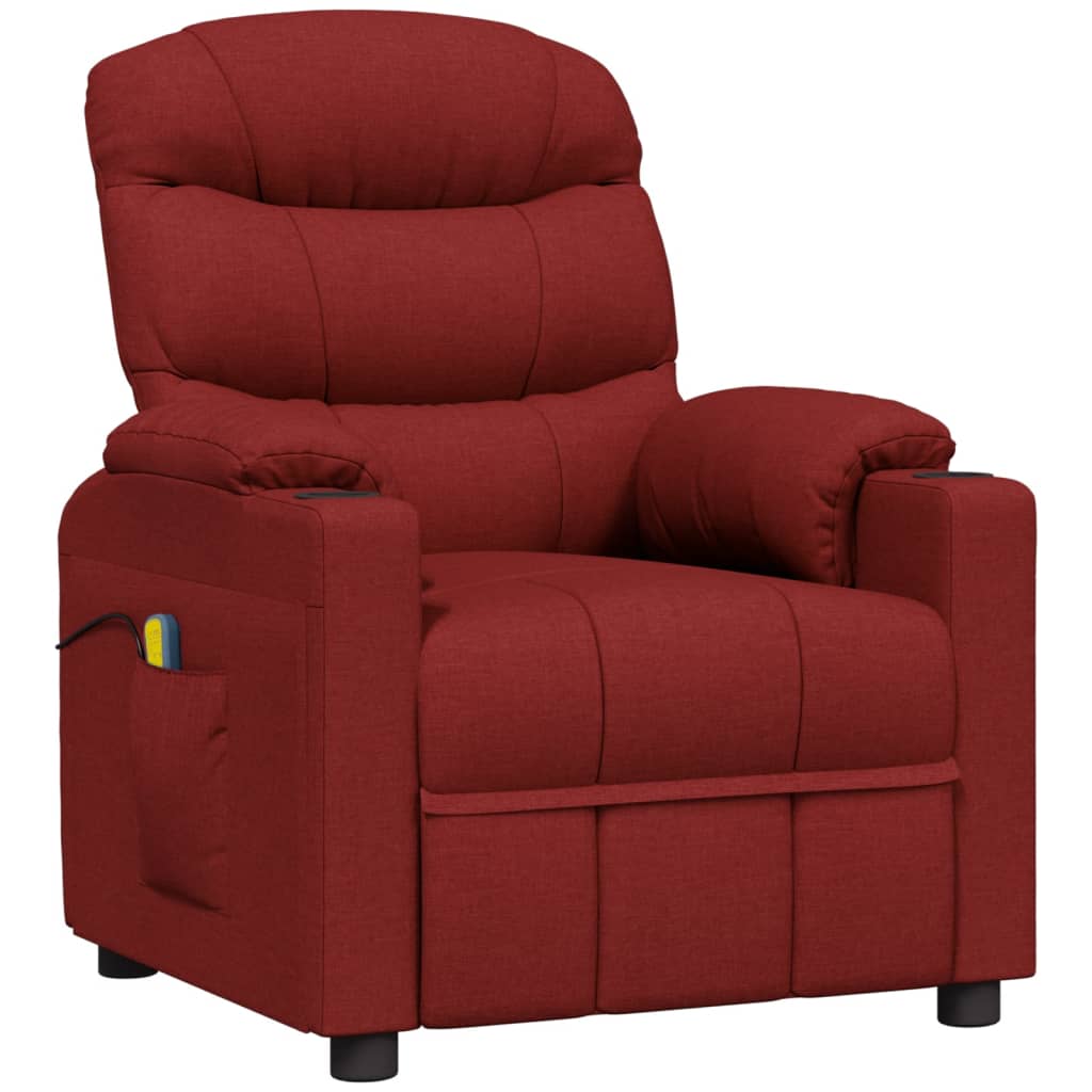 vidaXL Massage Chair Wine Red Fabric