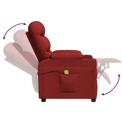 vidaXL Massage Chair Wine Red Fabric