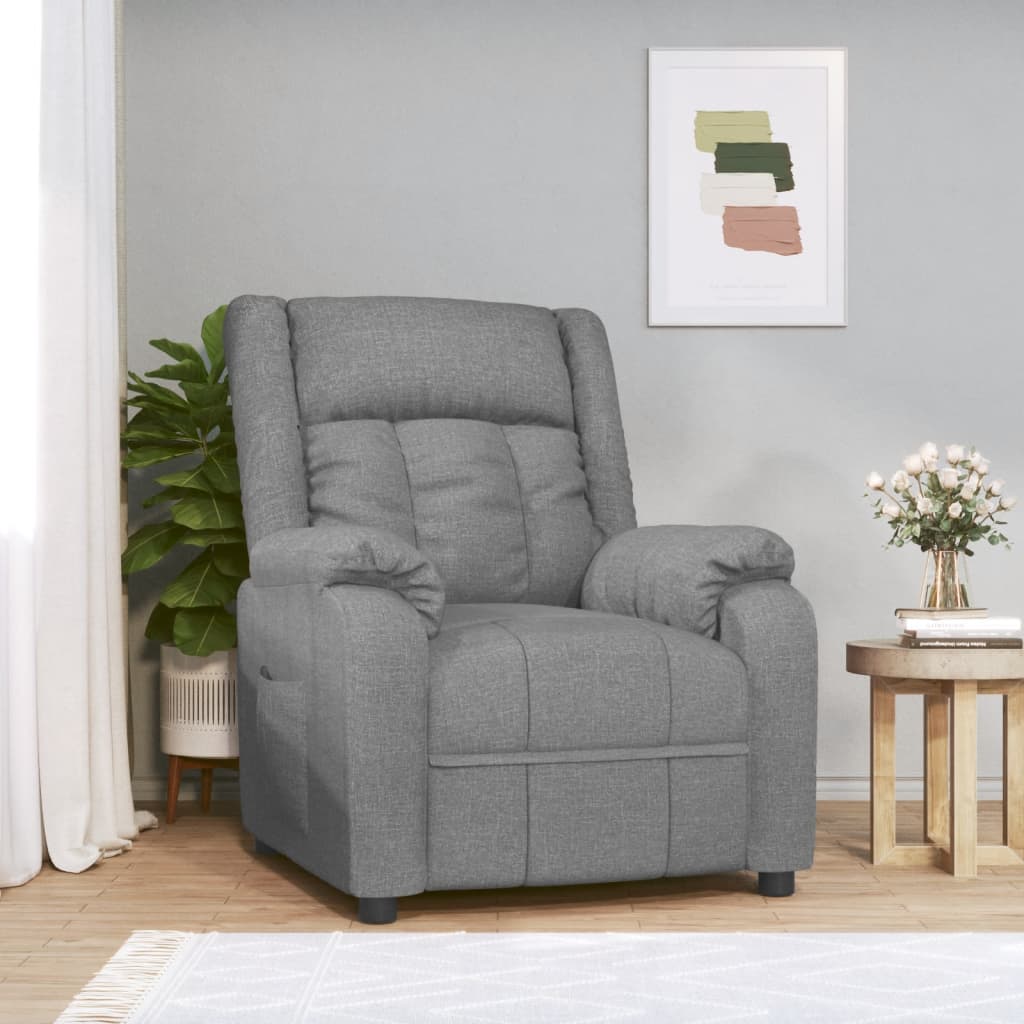 vidaXL Recliner Chair Light Grey Fabric