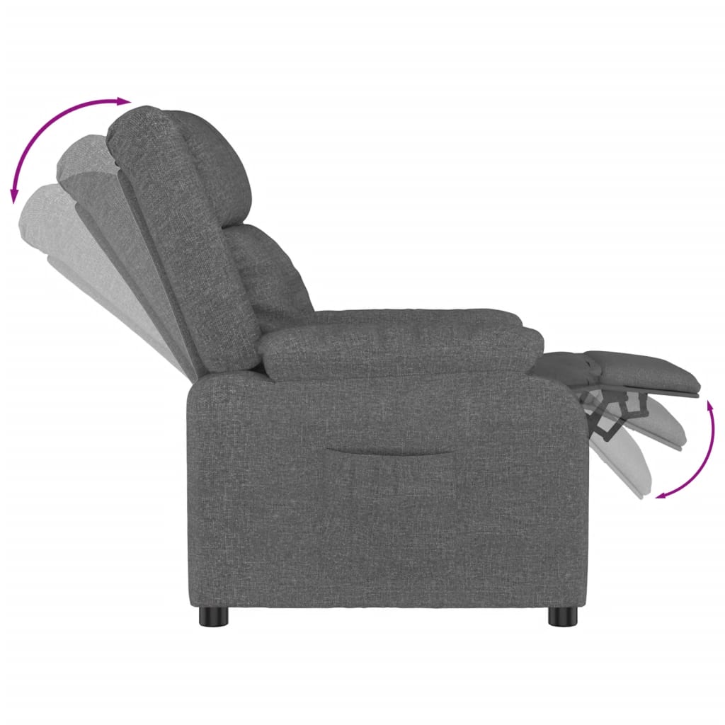 vidaXL Recliner Chair Dark Grey Fabric