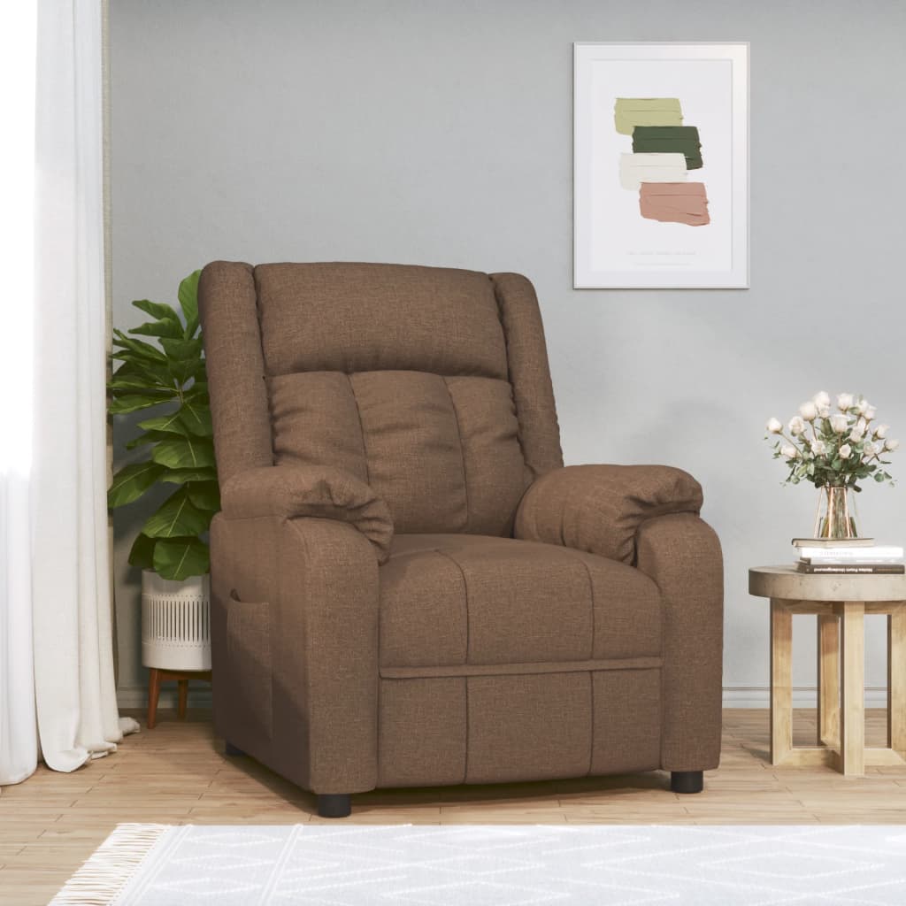 vidaXL Recliner Chair Brown Fabric