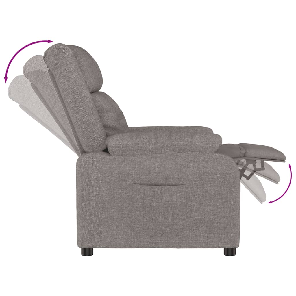 vidaXL Recliner Chair Taupe Fabric