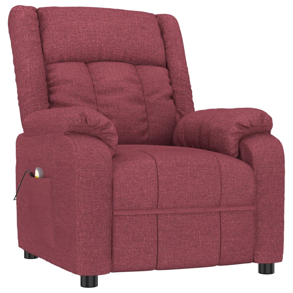 vidaXL Massage Chair Wine Red Fabric