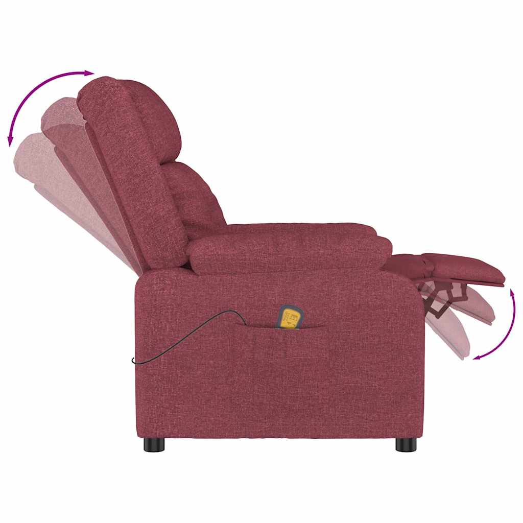 vidaXL Massage Chair Wine Red Fabric