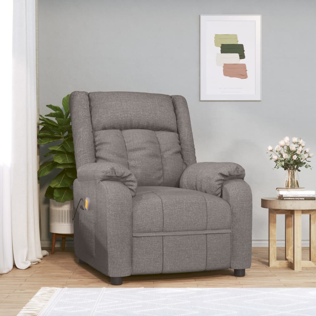 vidaXL Massage Chair Taupe Fabric