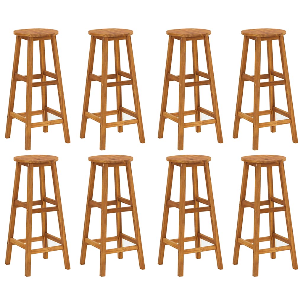 vidaXL Bar Stool | Set of 8 | Natural wood | Solid Acacia wood | Standard