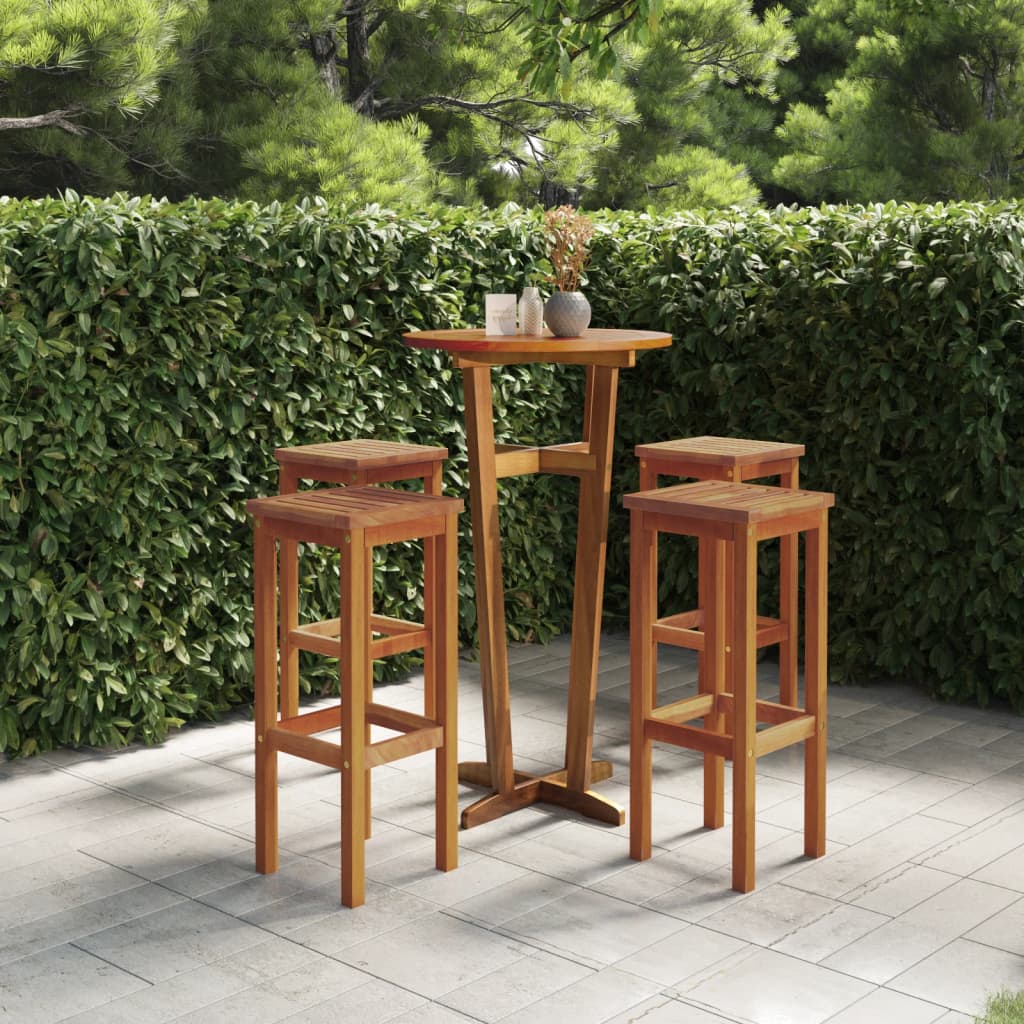 vidaXL Bar Stool | Set of 4 | Natural wood