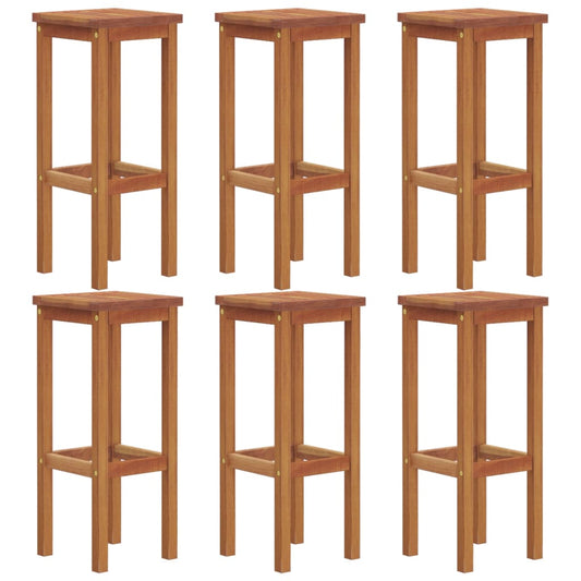 vidaXL Bar Stool | Set of 6 | Natural Wood | Solid Acacia Wood | 74 cm height
