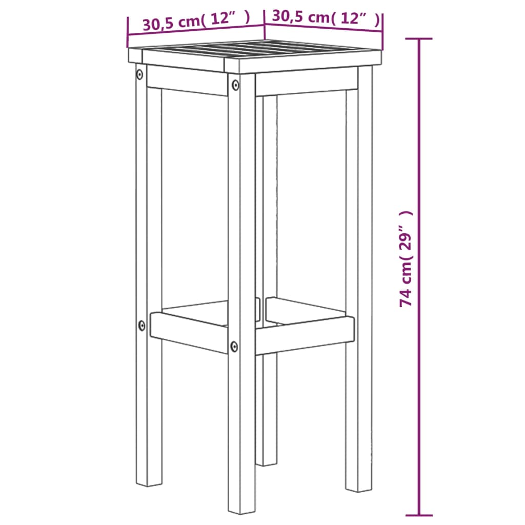 vidaXL Bar Stool | Set of 6 | Natural Wood | Solid Acacia Wood | 74 cm height