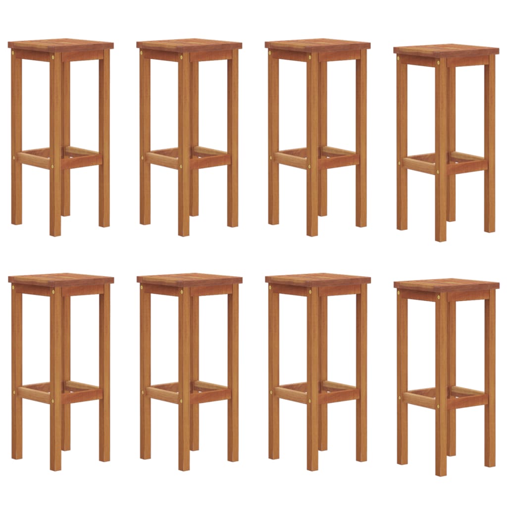 vidaXL Bar Stool | Set of 8 | Natural wood color | Solid Acacia wood | Standard