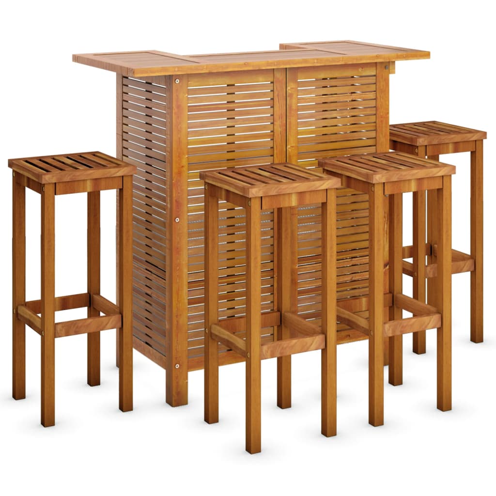 vidaXL Garden Bar Set | Brown | Solid Acacia wood | Medium | Footrest