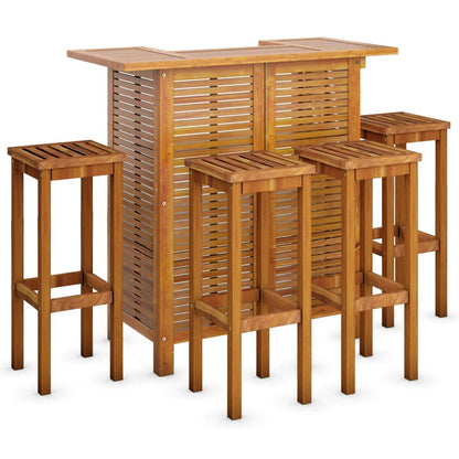 vidaXL Garden Bar Set | Brown | Solid Acacia wood | Medium | Footrest
