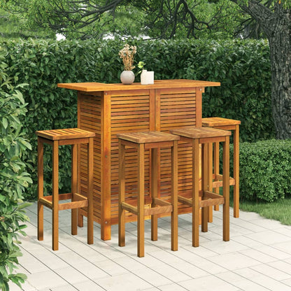 vidaXL Garden Bar Set | Brown | Solid Acacia wood | Medium | Footrest
