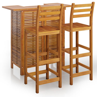 vidaXL Garden Bar Set | Natural Wood | Solid Acacia Wood | Compact | Footrest